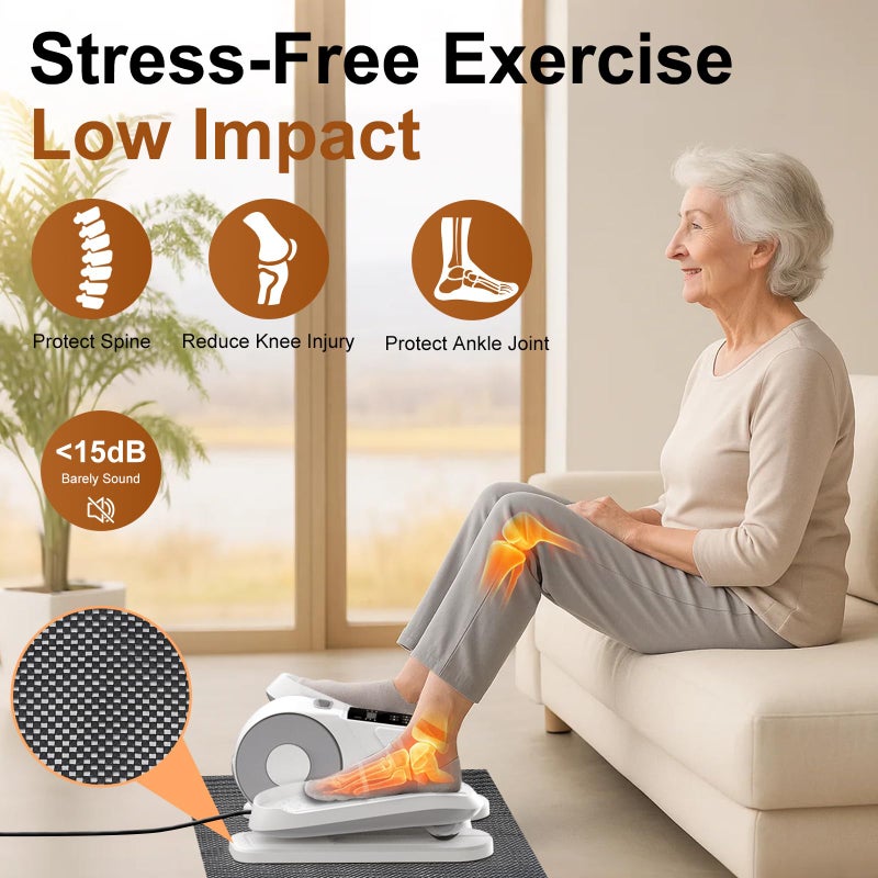 VIVURNÂ® 028 Under Desk Elliptical 12 Speed 5 Modes Motorized Leg Exerciser While Sitting for Seniors As Seen on TV Low Impact Electric Pedal Exerciser with Non-Slip Mat Quiet for Home and Office - Image 2