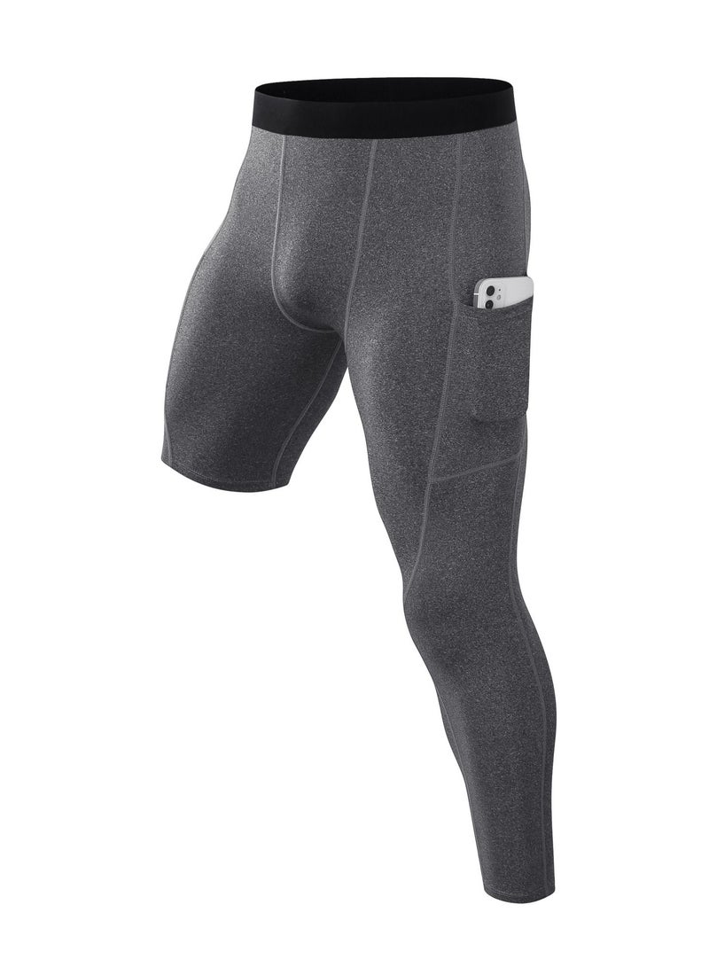Men Quick Dry Breathable Elastic Trousers Grey - Image 1