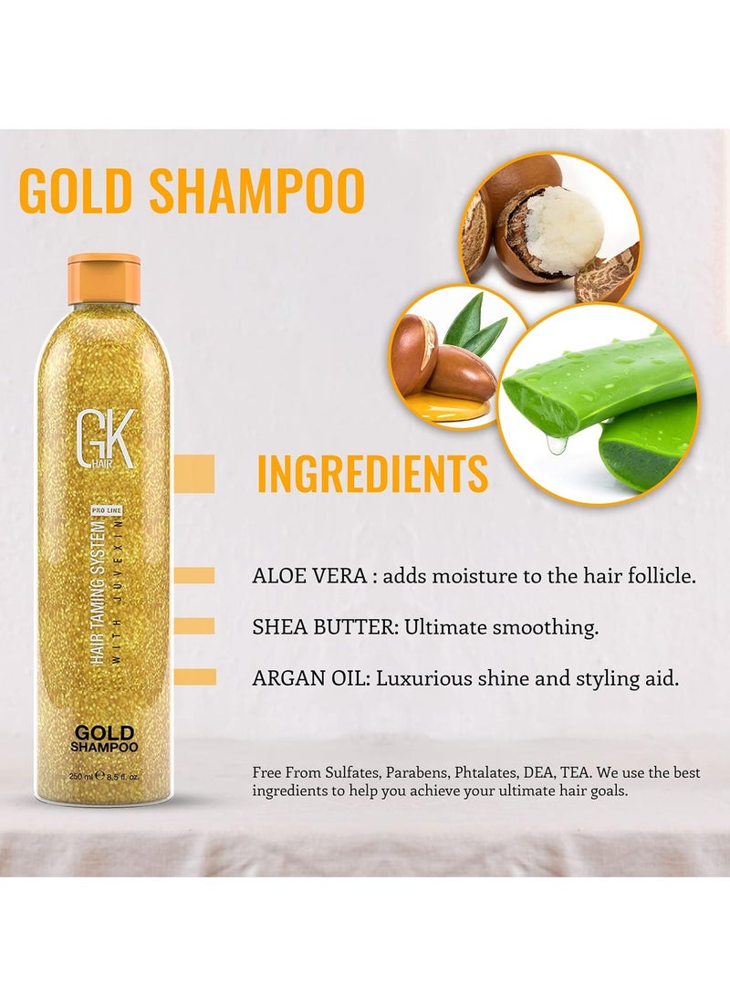 GK Hair GK HAIR Global Keratin Gold Shampoo (8.5 Fl Oz/250ml) Hair Moisturizing Shine and Protection With Argan Oil, Shea Butter, Natural Oils All Hair Types - Image 4