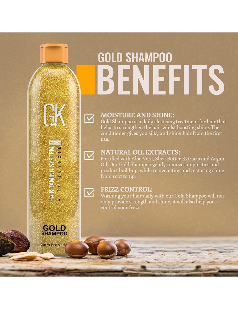GK Hair GK HAIR Global Keratin Gold Shampoo (8.5 Fl Oz/250ml) Hair Moisturizing Shine and Protection With Argan Oil, Shea Butter, Natural Oils All Hair Types - Image 5