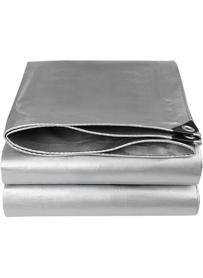 The Bros - Tarpaulin Waterproof Heavy Duty, 200gram/square Metre Tarpaulin PE Tarpaulin Waterproof Blue Tarp Sheet Premium Quality Cover Tarp for Outdoor Camping,Silver,3m x 4m - Image 1