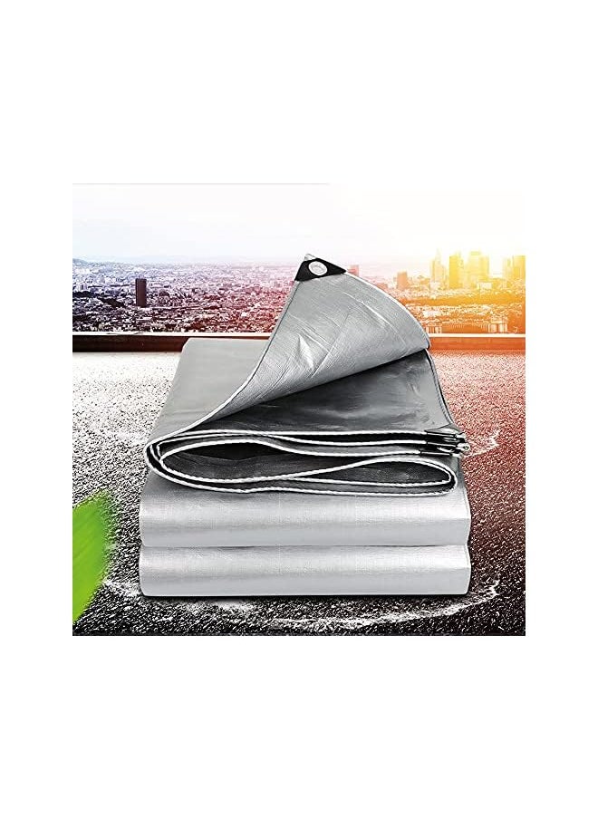 The Bros - Tarpaulin Waterproof Heavy Duty, 200gram/square Metre Tarpaulin PE Tarpaulin Waterproof Blue Tarp Sheet Premium Quality Cover Tarp for Outdoor Camping,Silver,3m x 4m - Image 1