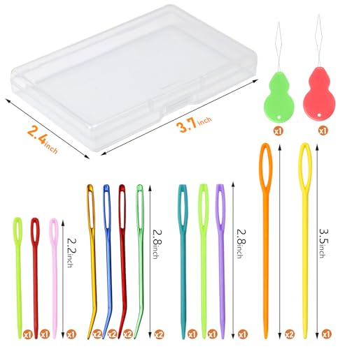 FIVEIZERO 19 Pcs Yarn Needles Set, Assorted Yarn Needles Bent Tapestry Needle Weaving Needle Darning Needles Plastic Needles Large Eye Blunt Knitting Needles for Sewing Crochet 03 - Image 2