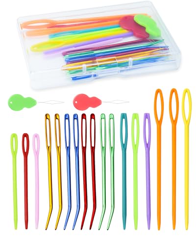 FIVEIZERO 19 Pcs Yarn Needles Set, Assorted Yarn Needles Bent Tapestry Needle Weaving Needle Darning Needles Plastic Needles Large Eye Blunt Knitting Needles for Sewing Crochet 03 - Image 1