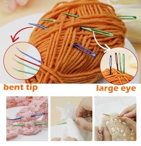 FIVEIZERO 19 Pcs Yarn Needles Set, Assorted Yarn Needles Bent Tapestry Needle Weaving Needle Darning Needles Plastic Needles Large Eye Blunt Knitting Needles for Sewing Crochet 03 - Image 4