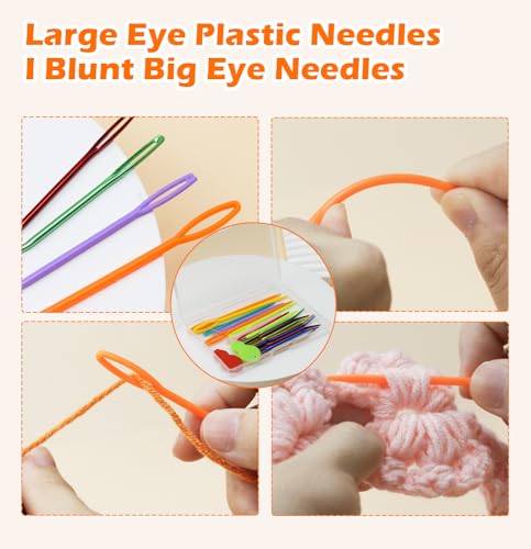 FIVEIZERO 19 Pcs Yarn Needles Set, Assorted Yarn Needles Bent Tapestry Needle Weaving Needle Darning Needles Plastic Needles Large Eye Blunt Knitting Needles for Sewing Crochet 03 - Image 3