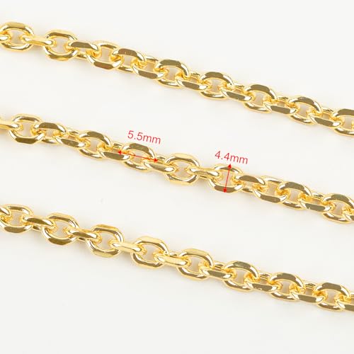 YOUBEIYEE 5 Meters 18K Gold Plated Jewelry Chains Bulk Diamond Cut Cable Chain Link Light Gold Chain Necklace DIY for Men and Women - Image 3