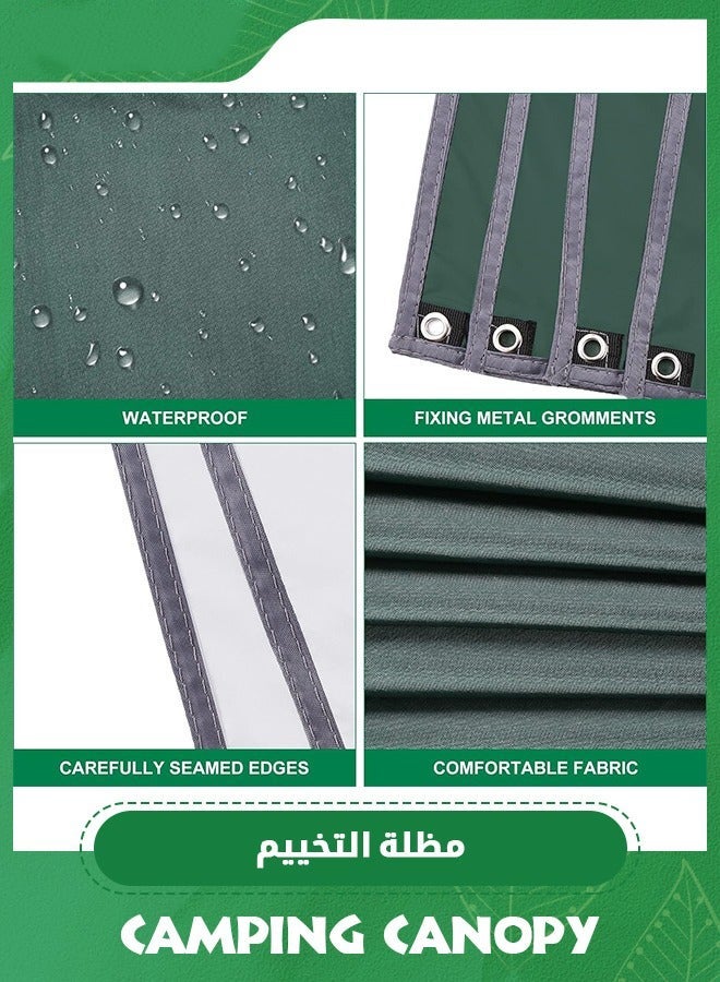 Arabest Camping Tent Tarp Sun Shelter Canopy Beach Sunshade with Poles, 4-6 Person PU 3000mm Lightweight Awning Canopy Sun Shelter For Outdoor Camping Fishing Backyard Picnics Pool  with Ground Nails Support Poles and Windproof Ropes 300*300CM - Image 3