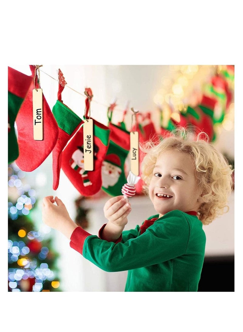 كابتن تيك Wood Blank Bookmarks DIY Wooden Craft Bookmark Unfinished Hanging Tags Rectangle Shape Blank Bookmark Ornaments with Holes and Ropes for Wedding Birthday Party Decor 24 - Image 5