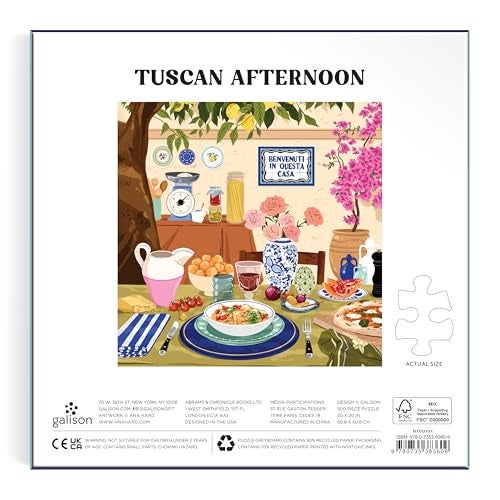 Galison Tuscan Afternoon – 500 Piece Jigsaw Puzzle Featuring Beautiful Artwork of A Tuscan Al Fresco Lunch - Image 4