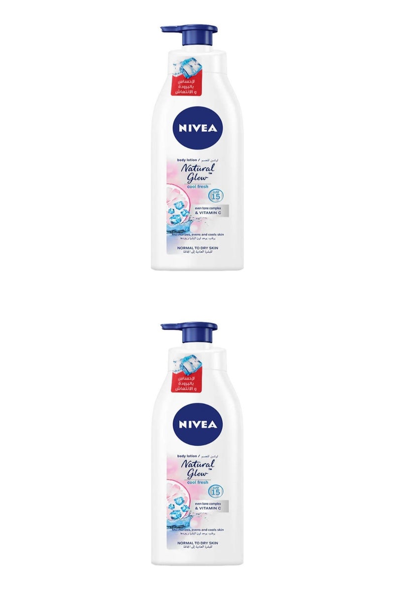 NIVEA NATURAL GLOW COOL FRESH BODY LOTION 2*400 ML   (pack of 2) - Image 1