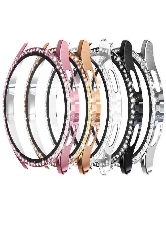 Simpeak 5-Pack Screen Protector Compatible with Samsung Galaxy Watch 4 (40mm) Smartwatch Only, Bling Hard PC Case Built-in Glass Screen Protector, Women Men Gold/Pink/Black/Silver/Clear - Image 1