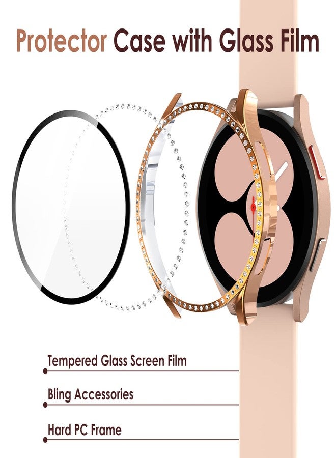 Simpeak 5-Pack Screen Protector Compatible with Samsung Galaxy Watch 4 (40mm) Smartwatch Only, Bling Hard PC Case Built-in Glass Screen Protector, Women Men Gold/Pink/Black/Silver/Clear - Image 2
