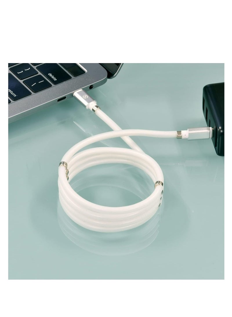 سيلي Magnetic USB C to USB C Fast Charging Cable (60W), USB 2.0 Type C Charging Data Transfer Cable with Soft Protective Silicone Tube for iPhone 15/15 Pro, Samsung, and all other USB C Devices - Image 2