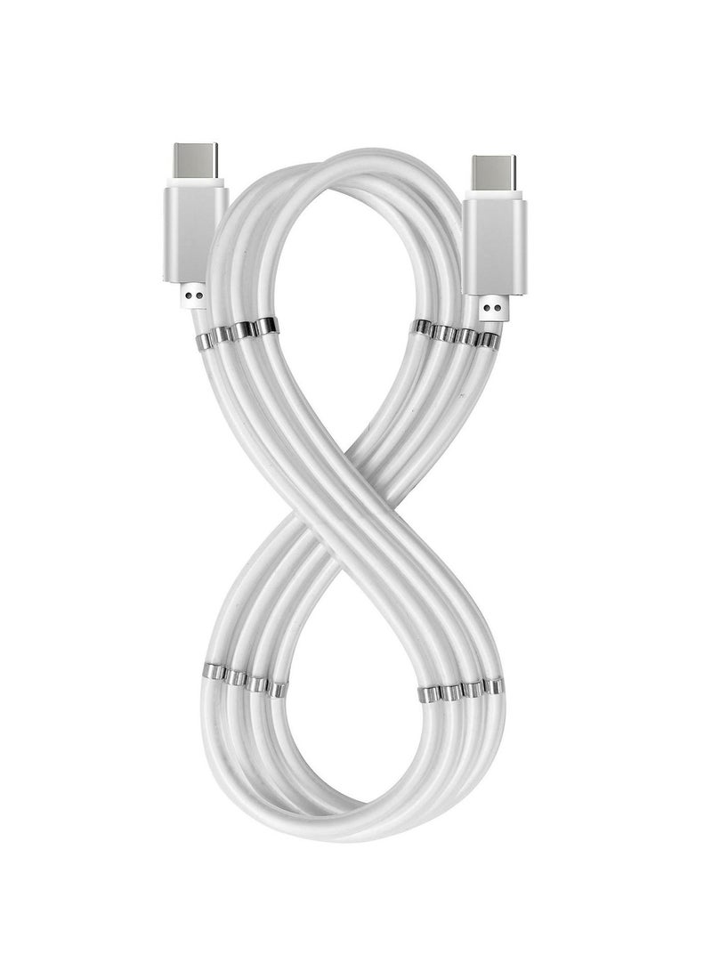 سيلي Magnetic USB C to USB C Fast Charging Cable (60W), USB 2.0 Type C Charging Data Transfer Cable with Soft Protective Silicone Tube for iPhone 15/15 Pro, Samsung, and all other USB C Devices - Image 1