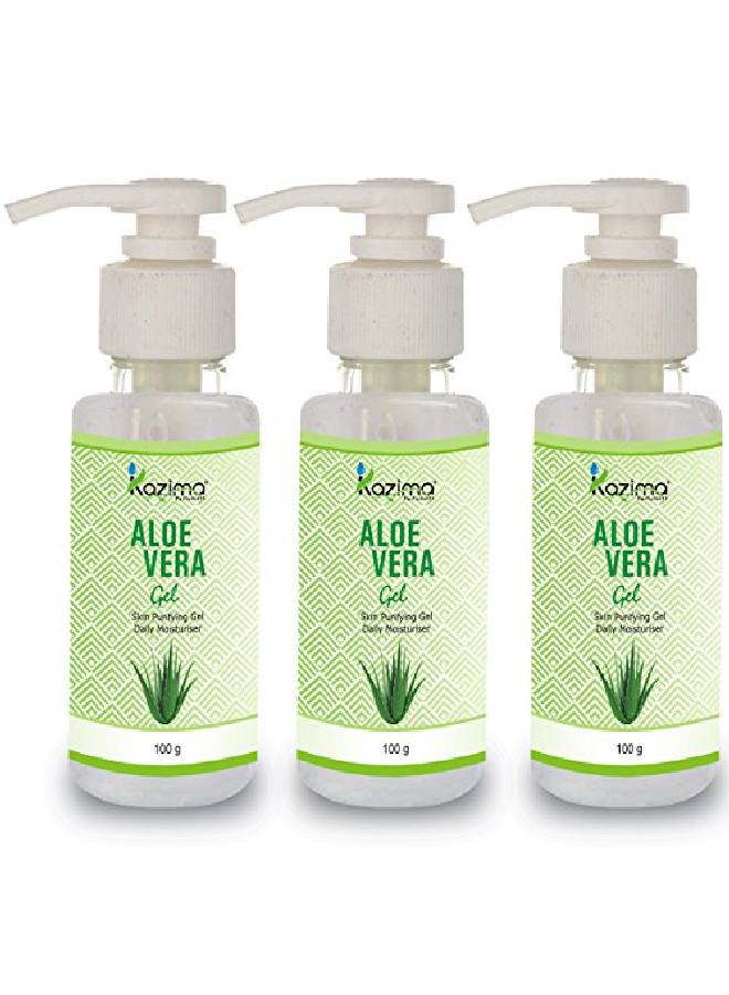 KAZIMA Aloe Vera Gel Raw 100% Pure Natural Gel Ideal For Skin Face Acne Scars Hair Moisturizer Dark Circles (100 Gram (Pack Of 3))  - Image 2