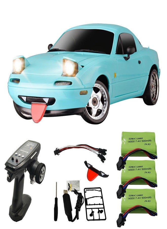 Skymaker 1/18 RC Drift Car with 3 Batteries Mazda MX-5 Miata 2.4GHz LDRC 1804 RWD Drifting Adults with ESP Gyro Pop-up Light (Blue) - Image 1