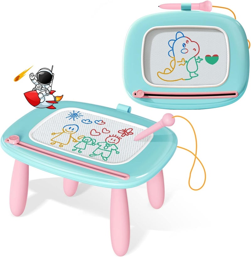Kikidex Toddlers Toys Age 1-3, Magnetic Drawing Board, Doodle Board Pad Learning and Educational Toys for 1 2 3 Year Old Baby Kids Birthday Gift (Mint Blue) - Image 1