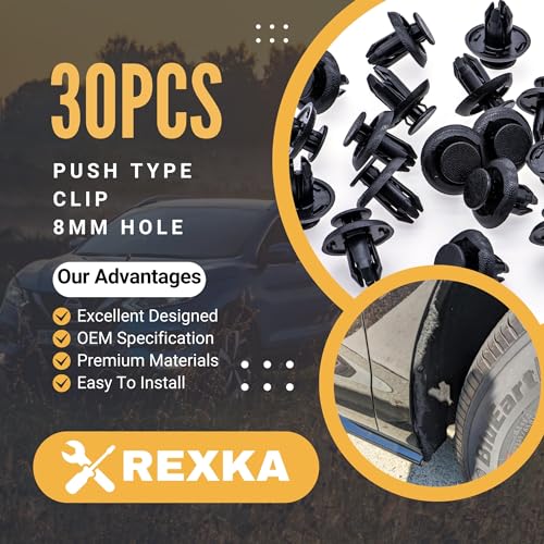Rexka ركسكا 30 قطعة واقي طين واقي رذاذ غطاء مصد Clip Fastener Rivet ل B45A-56-146A مازدا 3، 5، 6، CX-3، CX-5، CX-9 و MX-5 مياتا تويوتا سايون 90118-WB048 - Image 2