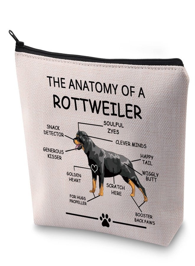 ليفلو هدايا LEVLO المضحكة لمحبي كلاب الروت وايلر، حقائب مستحضرات تجميل بتصميم تشريح كلب الروت وايلر، حقائب أدوات تجميل للسفر للأمهات البيطريات من محبي كلاب الروت وايلر (روت وايلر) - Image 1