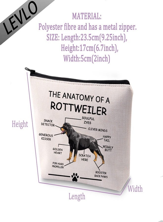 ليفلو هدايا LEVLO المضحكة لمحبي كلاب الروت وايلر، حقائب مستحضرات تجميل بتصميم تشريح كلب الروت وايلر، حقائب أدوات تجميل للسفر للأمهات البيطريات من محبي كلاب الروت وايلر (روت وايلر) - Image 2