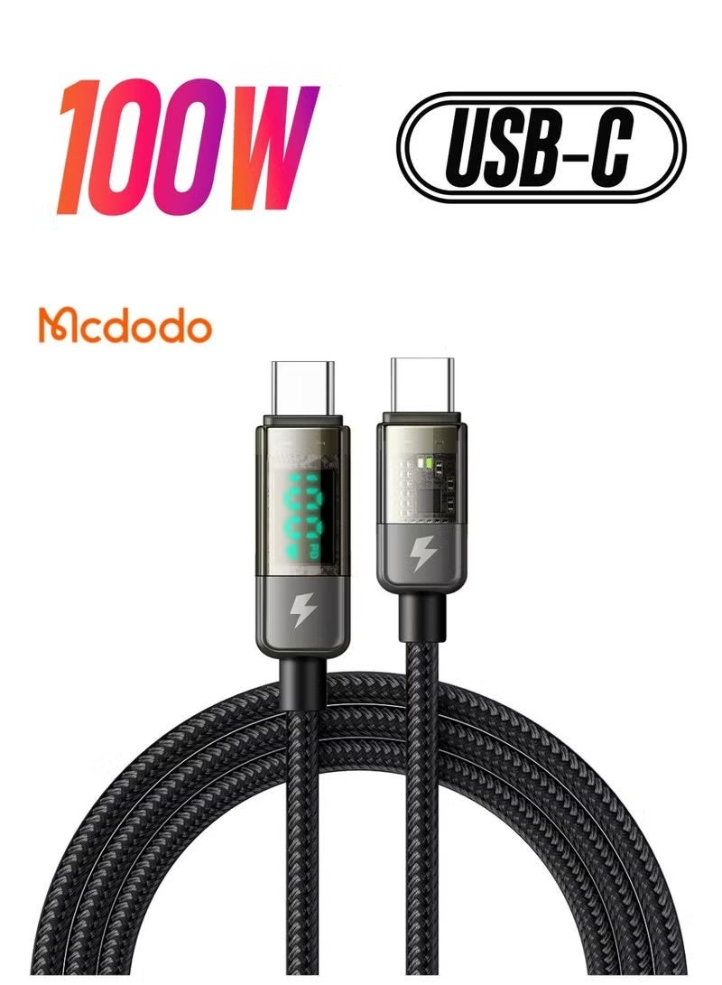 Mcdodo Type-C to Type-C 100W Fast Charging Cable with Digital Display, PD Fast Charge USB-C Cable 1.2m, Power Monitoring Screen, Smart Auto Power Off, Durable High Speed Data Sync Cable - Image 2