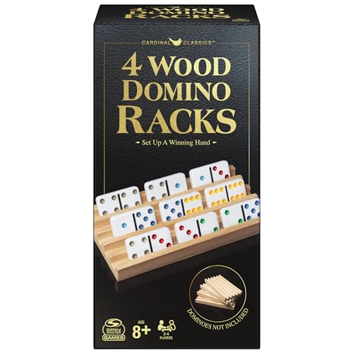 Spin Master Games Wooden Domino Racks Set of 4 Trays for Mexican Train Dominoes Dominoes Games Classic Game Kids Game Adults Kids Ages 8 - Image 1