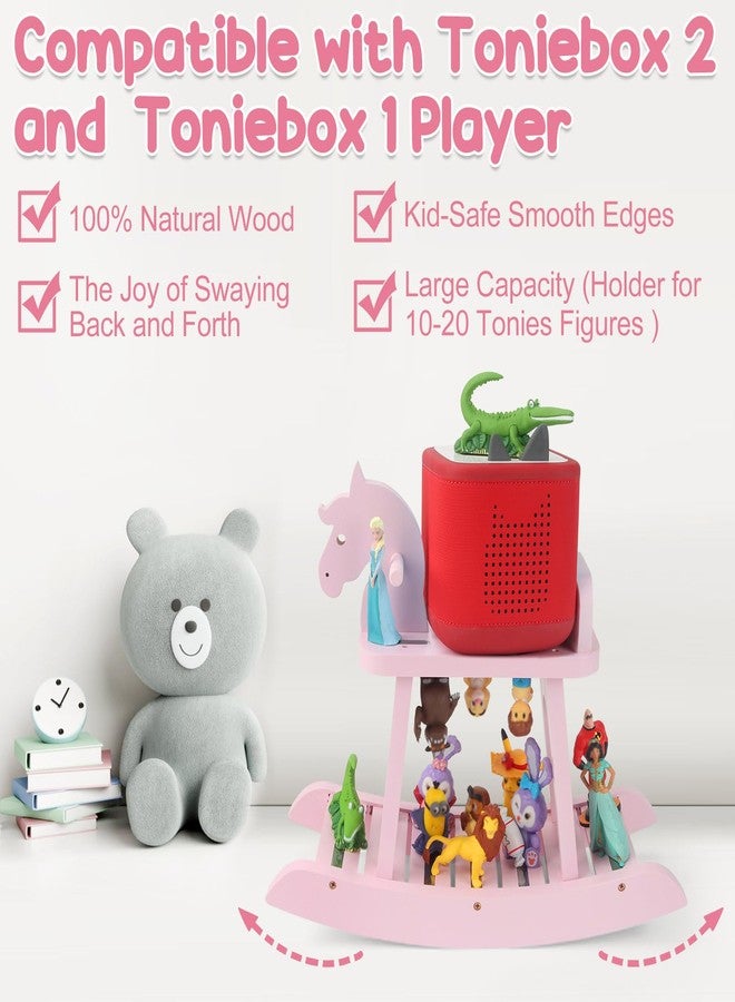 Taladad for Toniebox 2 and Toniebox 1 Tonie Shelf, Tonies Figures Tonies Storage,Magnetic Wooden Floating Shelves Compatible with Tonie Box Player Character (Pink, Horse) - Image 3
