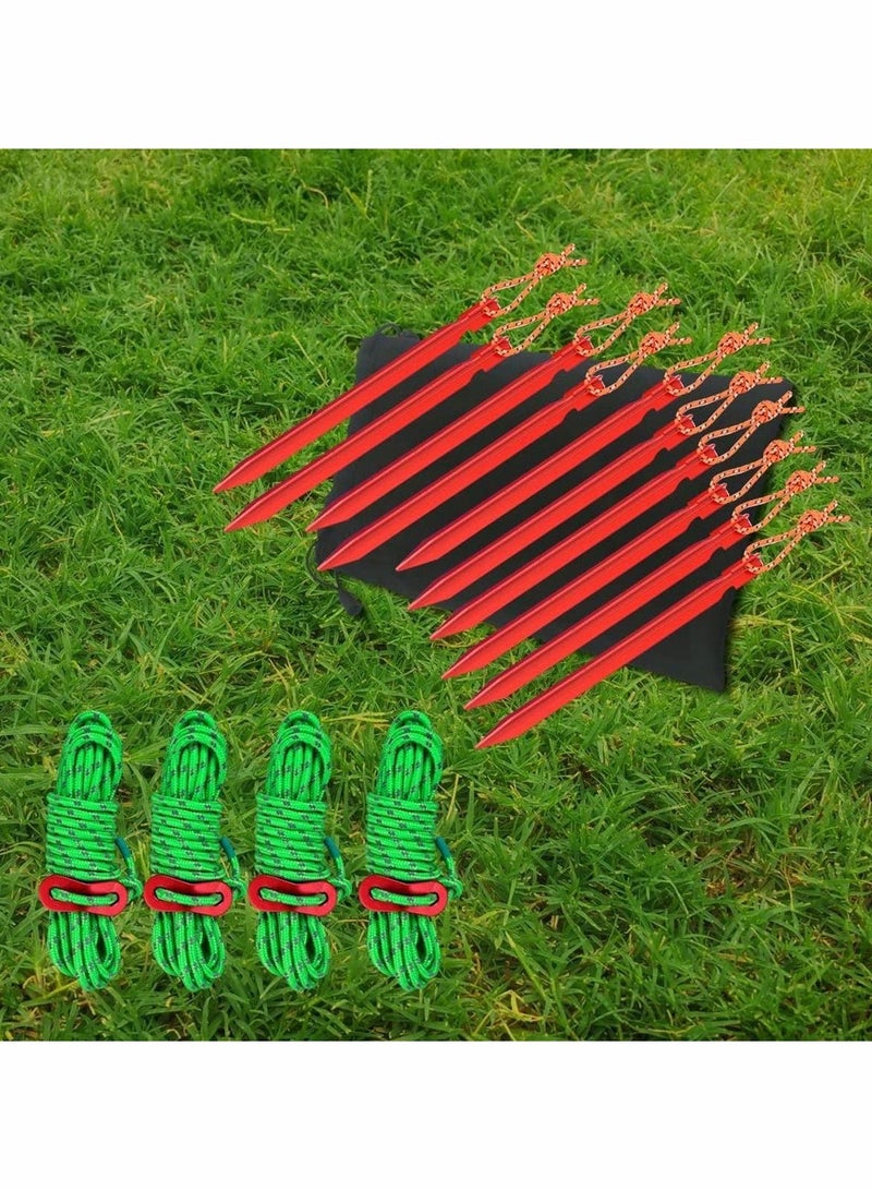 Y&D Aluminum Tent Stakes Pegs 10 Pack 7inch Outdoor Camping Stake and 4PC 4mm Reflective Guy Lines with Cord Adjustment Pouch Heavy Duty Lightweight  - Image 4