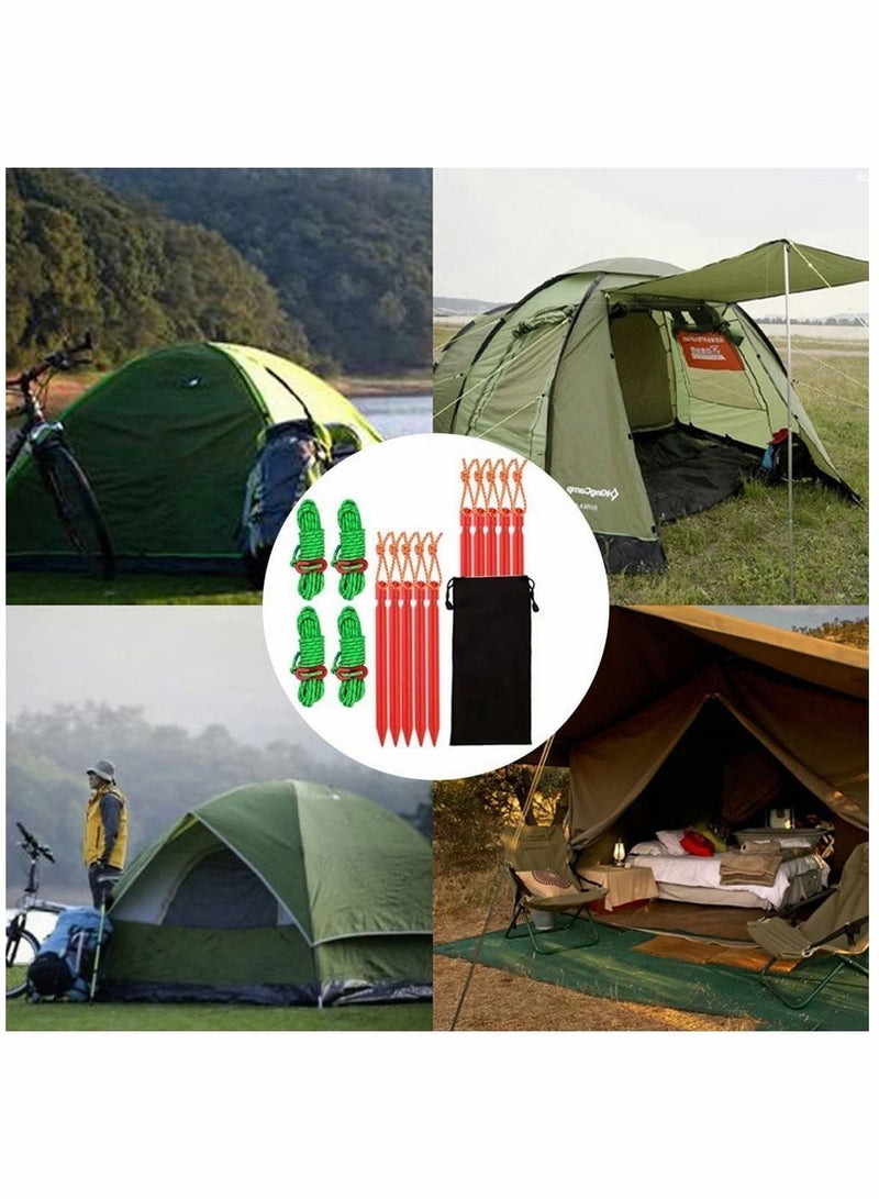 Y&D Aluminum Tent Stakes Pegs 10 Pack 7inch Outdoor Camping Stake and 4PC 4mm Reflective Guy Lines with Cord Adjustment Pouch Heavy Duty Lightweight  - Image 2