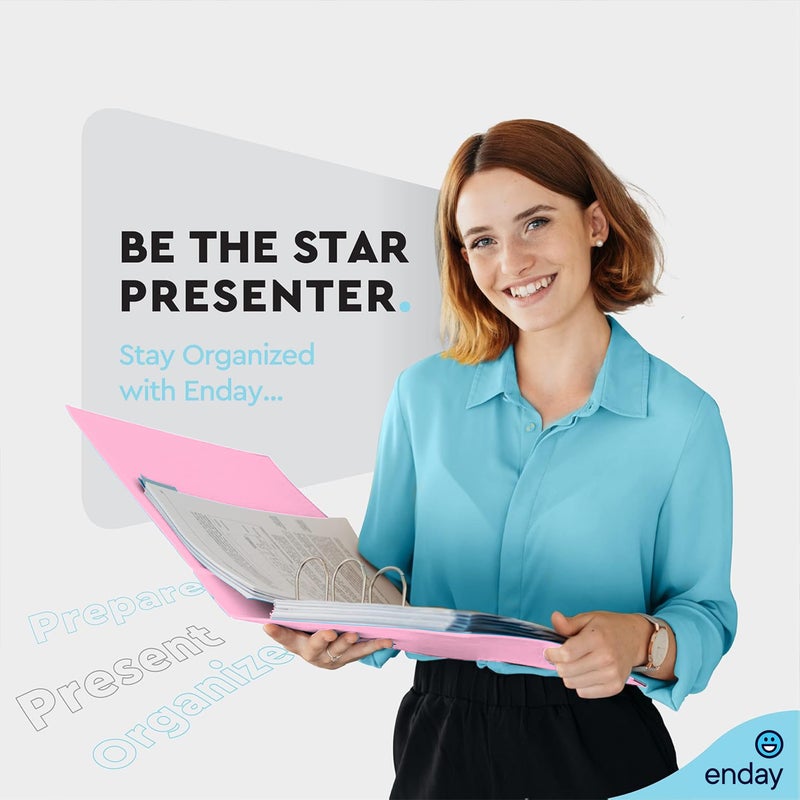 Enday 3 Inch Binder, Pink - 3 Inch 3 Ring Binder, D-Ring Pastel with Clear View Cover for Letter Size 8.5 x 11'' Paper & 2 Inside Pockets, Ideal for School Supplies, Office, and Home - Image 2
