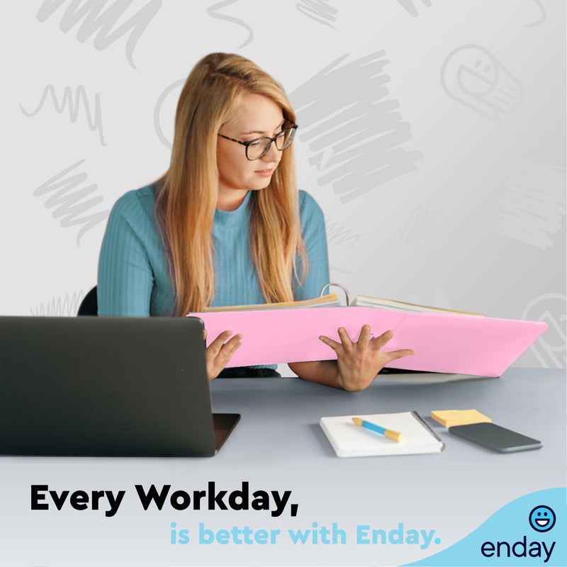Enday 3 Inch Binder, Pink - 3 Inch 3 Ring Binder, D-Ring Pastel with Clear View Cover for Letter Size 8.5 x 11'' Paper & 2 Inside Pockets, Ideal for School Supplies, Office, and Home - Image 3