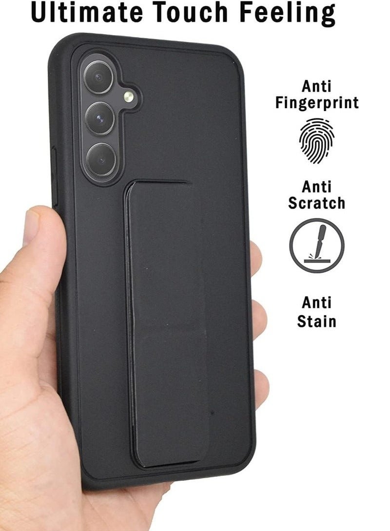 DUSALA Samsung Galaxy A25 Back Stand Case Cover Magnetic Holder Soft Silicone Case Horizontal & Vertical Kickstand Cover Wrist Strap Full protection Scratch Resistance Matte Finish Case For Samsung Galaxy A25 - Image 3