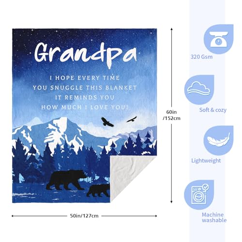 Yufrtck Fathers Day Grandpa Gifts, Best Birthday Gifts for Grandpa, Grandfather Birthday Presents from Granddaughter Grandson Grandchildren, Grandfather Gift Ideas Throw Blanket 60 x 50 Inch - Image 5