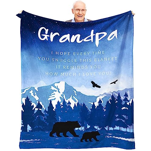 Yufrtck Fathers Day Grandpa Gifts, Best Birthday Gifts for Grandpa, Grandfather Birthday Presents from Granddaughter Grandson Grandchildren, Grandfather Gift Ideas Throw Blanket 60 x 50 Inch - Image 1