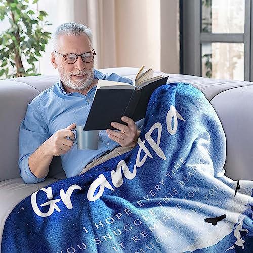 Yufrtck Fathers Day Grandpa Gifts, Best Birthday Gifts for Grandpa, Grandfather Birthday Presents from Granddaughter Grandson Grandchildren, Grandfather Gift Ideas Throw Blanket 60 x 50 Inch - Image 4