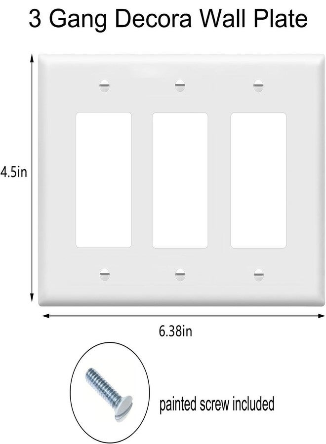 ZEFTV Decorator Wall Plates 3-Gang Switch Outlet Electrical Cover Plate Unbreakable Thermoplastic Faceplate for Light Receptacle Outlet Switch, White (3 Pack) - Image 2