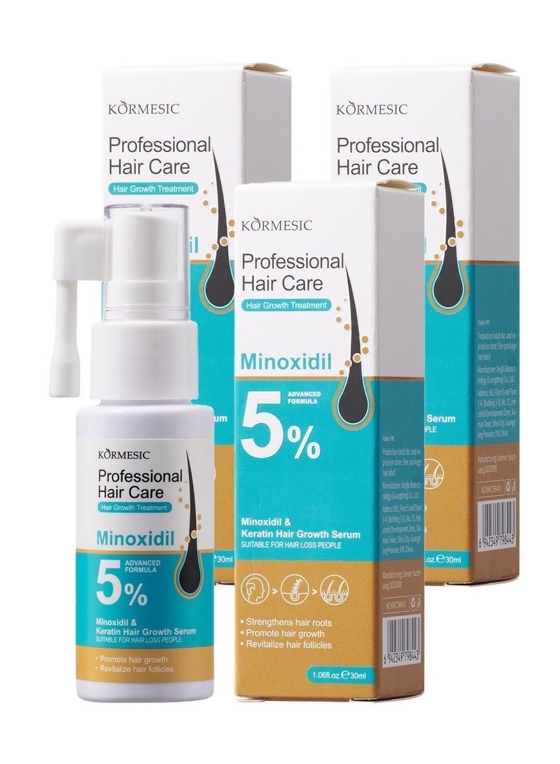 Kormesic عبوة من 3 مصل لنمو الشعر بتركيز 5% مينوكسيديل 30 مل*3 - Image 1