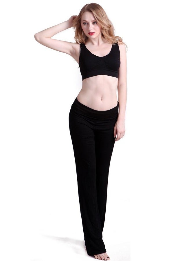 HDE Foldover Athletic Yoga Pants Gym Workout Leggings (Black, Large) - Image 4