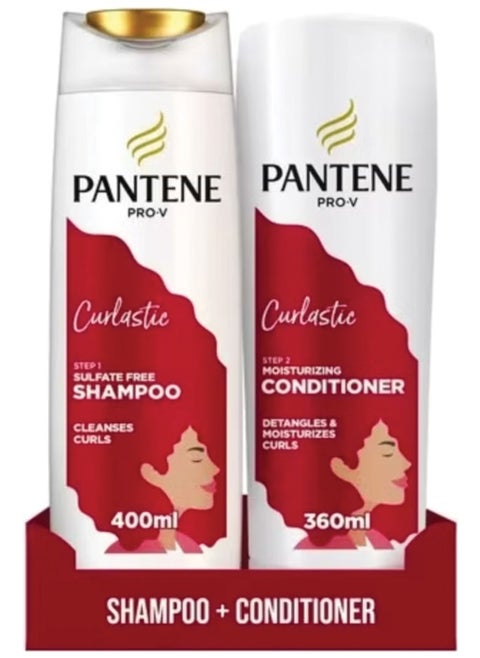 Pantene Pro-V Curlastic Sulfate Free Shampoo 400ml and Moisturizing Conditioner 360ml