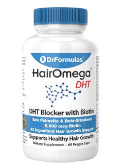 DrFormulas Hairomega Dht Blocker Biotin 5000 Mcg Vitamins For Hair Growth Supplement Hair Loss Pills For Women And Men 60 Capsules 30 Day Supply  - Image 1