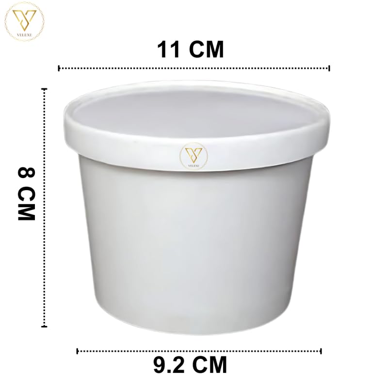 VELEXE White Kraft Paper Food Container | 11x8x9.2 CM | 500ml | Pack of 25 | Eco-Friendly Takeaway Containers | Biodegradable & Disposable Food Containers for Party Catering | Takeout & Delivery - Image 2