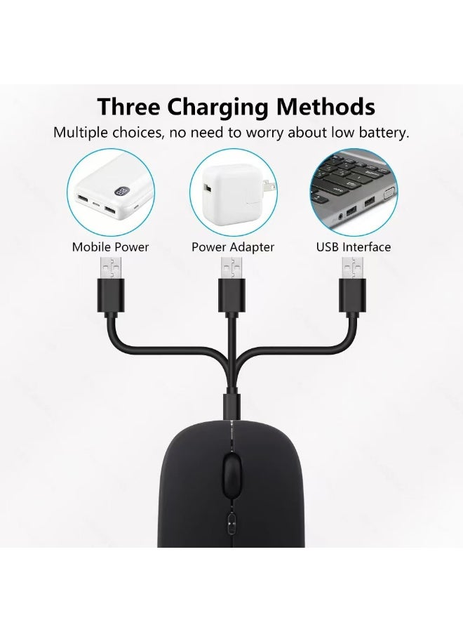 Bluetooth 5.1 & 2.4GHz Dual Mode Wireless Mouse, Rechargeable Silent RGB Mouse with USB Receiver – Black  - Image 3