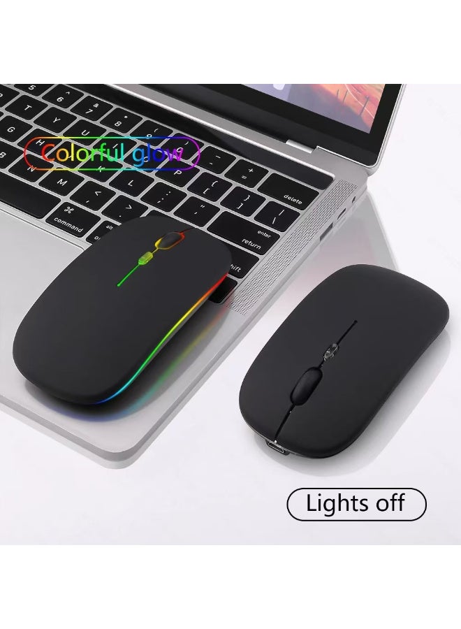 Bluetooth 5.1 & 2.4GHz Dual Mode Wireless Mouse, Rechargeable Silent RGB Mouse with USB Receiver – Black  - Image 4