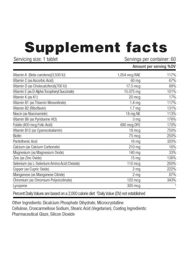 herbolab Multivitamin Once Daily, Max Strength Vitamins A, C, D, E, K, B1, B2, B6, B12, Niacin, Calcium, Magnesium, Zinc, Selenium, Copper, Manganese, Chromium with Lycopene, 60 Count 2 Mo Supply  - Image 5