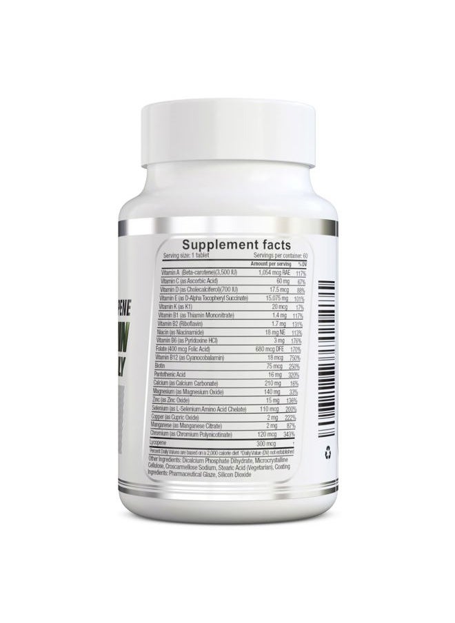 herbolab Multivitamin Once Daily, Max Strength Vitamins A, C, D, E, K, B1, B2, B6, B12, Niacin, Calcium, Magnesium, Zinc, Selenium, Copper, Manganese, Chromium with Lycopene, 60 Count 2 Mo Supply  - Image 3