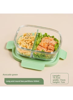 High Borosilicate Glass Fresh-keeping Bowl With Lid Microwave Oven Partition Household Bento Box Family Glass Bowl Heating Lunch Box-Specifications:Long Circle Separated By 920ml-Color:Yellow