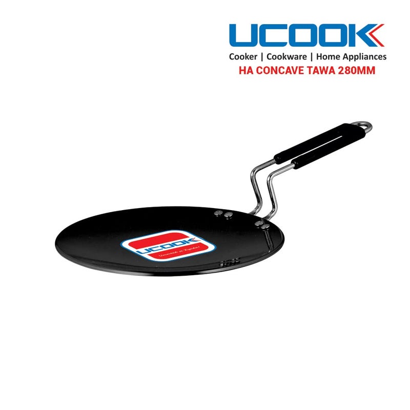 UCOOK Hard Anodised Concave Tawa 280mm Black - Image 2