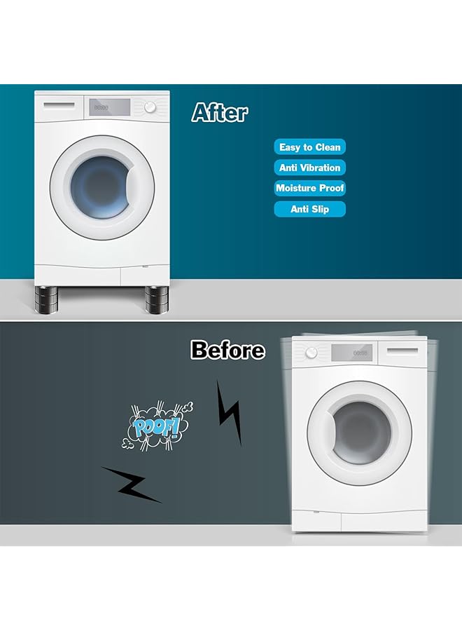 إيروريكس وسادات مضادة للاهتزاز لغسالة الملابس، عبوة من 4 قطع، قابلة للتكديس، عازلة للضوضاء والصدمات، وسادة عازلة للضوضاء والصدمات غير قابلة للانزلاق، تحمي القواعد وتناسب معظم الموديلات - Image 3