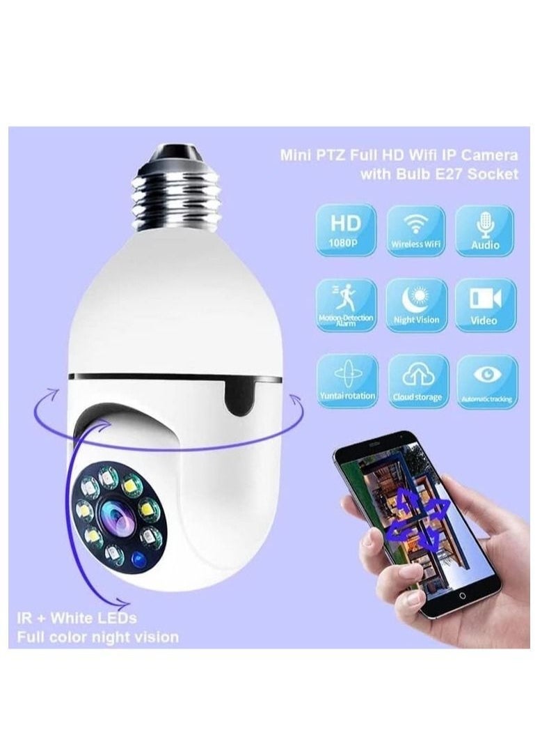 2Pcs Light Bulb Security Camera 2.4GHz & 5G WiFi Outdoor, 1080P E27 Light Socket Security Camera, Indoor 360° Home Security Cameras, Full Color Day and Night, Smart Motion Detection - Image 2